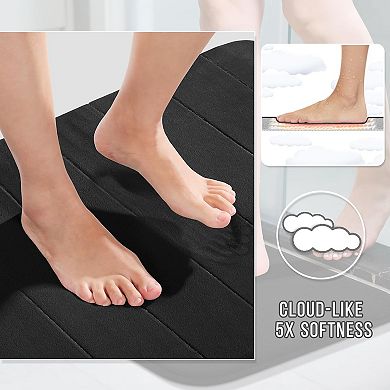 Memory Foam Bathroom Rugs Sets 2 Piece - Super Soft Absorbent Quick Dry Bath Mat Set, for Tub Shower
