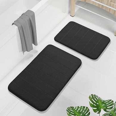 Memory Foam Bathroom Rugs Sets 2 Piece - Super Soft Absorbent Quick Dry Bath Mat Set, for Tub Shower