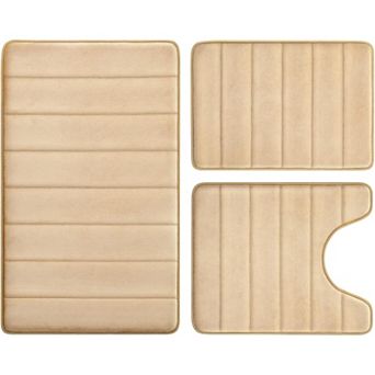 Memory Foam Bathroom Rug Set 3 Piece,Machine Washable & Dry Toilet Mat Sets for Bathroom Floor