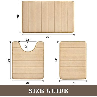 Memory Foam Bathroom Rug Set 3 Piece,Machine Washable & Dry Toilet Mat Sets for Bathroom Floor