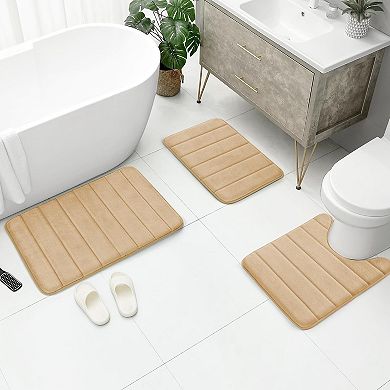 Memory Foam Bathroom Rug Set 3 Piece,Machine Washable & Dry Toilet Mat Sets for Bathroom Floor
