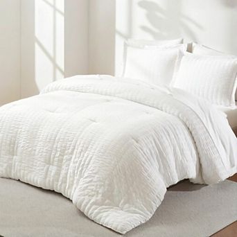Queen Comforter Set Seersucker 7 Pieces, Luxury Soft Bedding Set with Down Alternative Comforter