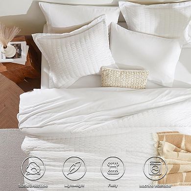 Queen Comforter Set Seersucker 7 Pieces, Luxury Soft Bedding Set with Down Alternative Comforter