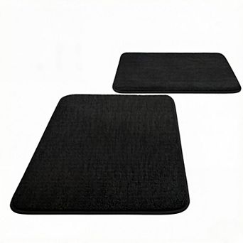 Memory Foam Bathroom Rugs Sets 2 pc - 0.87" Thick Soft Towel-Like Absorbent Bath Mat Set