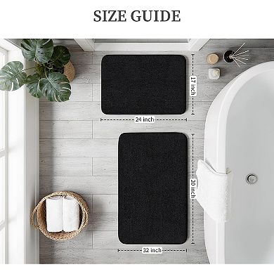 Memory Foam Bathroom Rugs Sets 2 Piece - 0.87" Thick Soft Towel-Like Absorbent Bath Mat Set