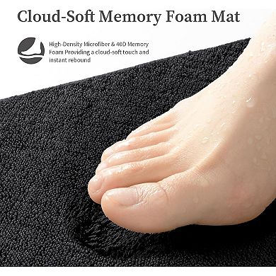Memory Foam Bathroom Rugs Sets 2 Piece - 0.87" Thick Soft Towel-Like Absorbent Bath Mat Set