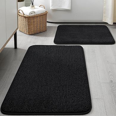 Memory Foam Bathroom Rugs Sets 2 Piece - 0.87" Thick Soft Towel-Like Absorbent Bath Mat Set