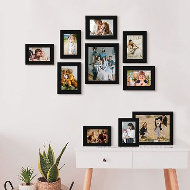 Picture Frame Set 10 Pack Gallery Wall Frames 8x10 5x7 4x6 MDF with Plexiglass Hanging Hardware