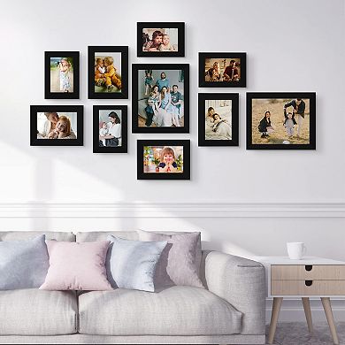 Picture Frame Set 10 Pack Gallery Wall Frames 8x10 5x7 4x6 MDF with Plexiglass Hanging Hardware