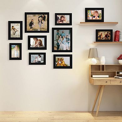 Picture Frame Set 10 Pack Gallery Wall Frames 8x10 5x7 4x6 MDF with Plexiglass Hanging Hardware