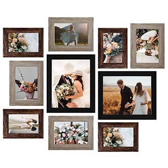 Picture Frame Set 10 Pack Gallery Wall Frames 8x10 5x7 4x6 MDF with Plexiglass Hanging Hardware