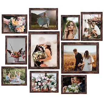 Picture Frame Set 10 Pack Gallery Wall Frames 8x10 5x7 4x6 MDF with Plexiglass Hanging Hardware