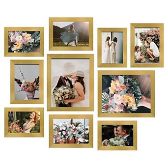 Picture Frame Set 10 Pack Gallery Wall Frames 8x10 5x7 4x6 MDF with Plexiglass Hanging Hardware
