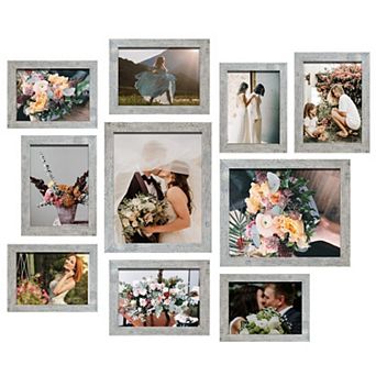 Picture Frame Set 10 Pack Gallery Wall Frames 8x10 5x7 4x6 MDF with Plexiglass Hanging Hardware