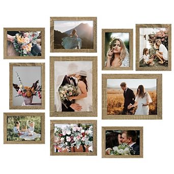 Picture Frame Set 10 Pack Gallery Wall Frames 8x10 5x7 4x6 MDF with Plexiglass Hanging Hardware