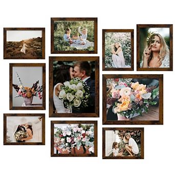 Picture Frame Set 10 Pack Gallery Wall Frames 8x10 5x7 4x6 MDF with Plexiglass Hanging Hardware