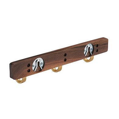 Wall Mounted Coat Rack Walnut Wood Metal Hooks Entryway Organizer for Hat Bag Towel Key 3 Hooks Rust