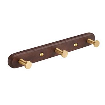Wall Mounted Coat Rack Walnut Wood Rail With 3 Hooks For Entryway Hallway Bathroom Kitchen Home