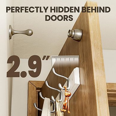 Wall Mount Coat Rack White 15.7" Entryway Hooks 2 Pack for Hanging Coats Hats Towels Keys