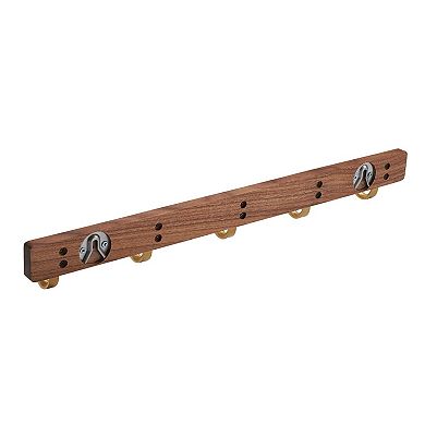 Wall Mounted Coat Rack Walnut Wood 5 Hooks Entryway Organizer for Hat Bag Key Scarf Towel