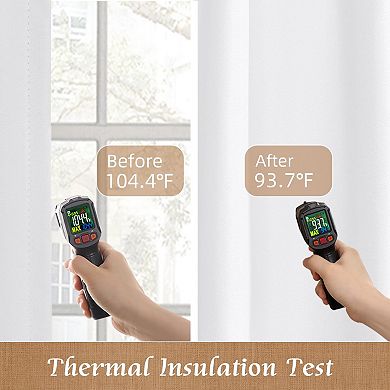 White Blackout Curtains 52x63 Inch 2 Panels Polyester Textured Thermal Tab Rod Pocket Bedroom