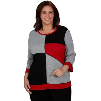 Plus Size Alfred Dunner Heathered Colorblock Knit Top