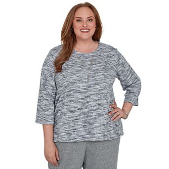 Plus Size Alfred Dunner Space Dye Top with Necklace