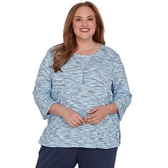 Plus Size Alfred Dunner Space Dye Top with Necklace