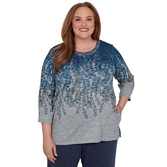 Plus Size Alfred Dunner Falling Leaves Pocket Knit Top
