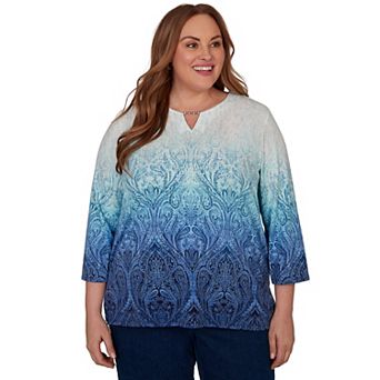 Plus Size Alfred Dunner Ombre Medallion Knit Top