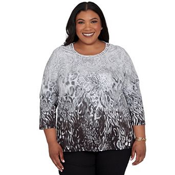 Plus Size Alfred Dunner Mono Ombre Animal Print Top