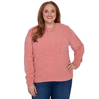 Plus Size Alfred Dunner Cable Pullover Chenille Sweater