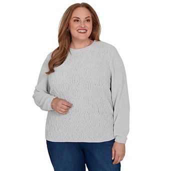 Plus Size Alfred Dunner Cable Pullover Chenille Sweater