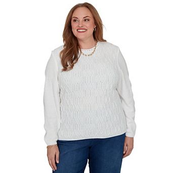 Plus Size Alfred Dunner Cable Pullover Chenille Sweater