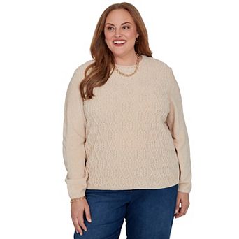 Plus Size Alfred Dunner Cable Pullover Chenille Sweater