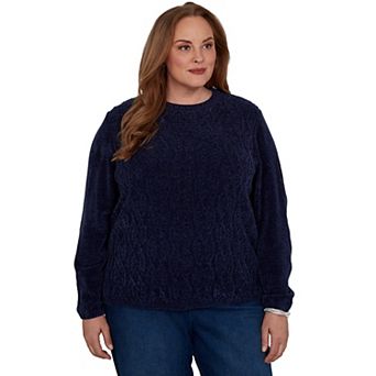 Plus Size Alfred Dunner Cable Pullover Chenille Sweater