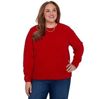 Plus Size Alfred Dunner Cable Pullover Chenille Sweater