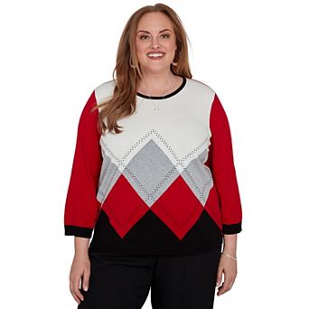 Plus Size Alfred Dunner Argyle Beaded Sweater