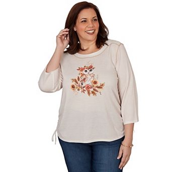 Plus Size Alfred Dunner Autumn Owl Knit Top