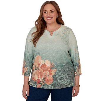 Plus Size Alfred Dunner Watercolor Pumpkin Patch Top