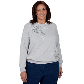 Plus Size Alfred Dunner Floral Embroidered Sweatshirt