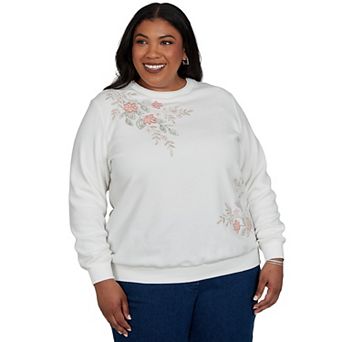 Plus Size Alfred Dunner Floral Embroidered Sweatshirt