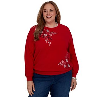 Plus Size Alfred Dunner Floral Embroidered Sweatshirt