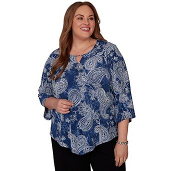 Plus Size Alfred Dunner Paisley Puff Printed Top