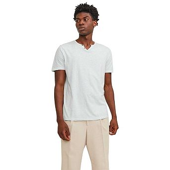 Jack And Jones Mens Split Neck Short-Sleeved T-Shirt