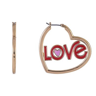 Hallmark Gold Tone Heart Shaped Hoop Earrings