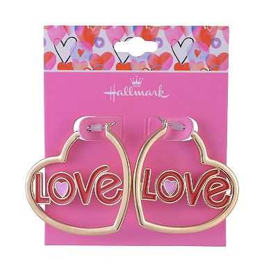 Hallmark Gold Tone Heart Shaped Hoop Earrings