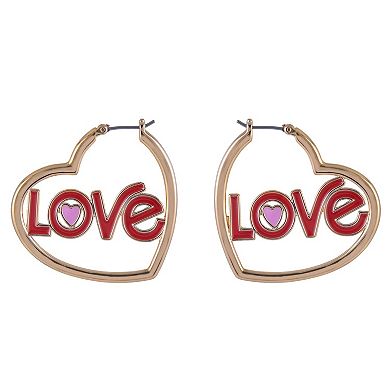Hallmark Gold Tone Heart Shaped Hoop Earrings