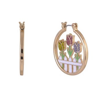 Hallmark Tulip Theme Hoop Earrings