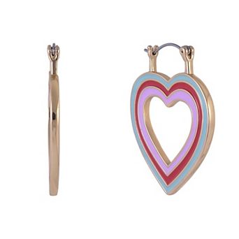 Hallmark Enamel Heart Hoop Earrings